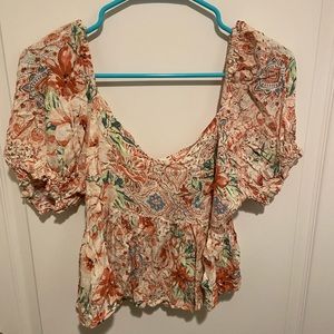 O’Neill paisley print puff sleeve top